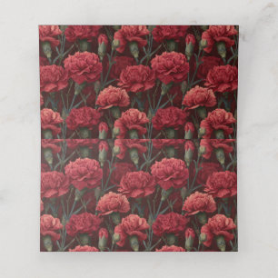 Fancy Red Carnation Garden Floral Wedding Place Card