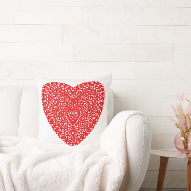 Fancy Red Dots Heart 20in Cushion (Couch)