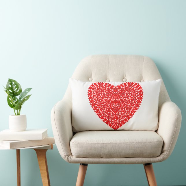 Fancy Red Dots Heart Lumbar Cushion (Chair)