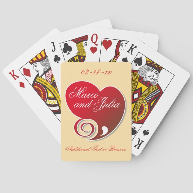 Fancy Red Heart Wedding Playing Cards (Back)
