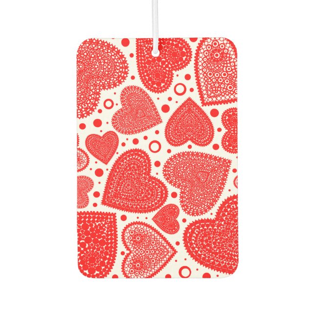 Fancy Red Hearts Pattern  Car Air Freshener (Front)