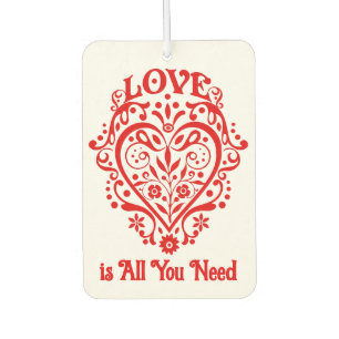 Fancy Red Love Heart Personalised Car Air Freshener