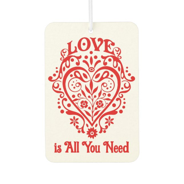 Fancy Red Love Heart Personalised Car Air Freshener (Front)