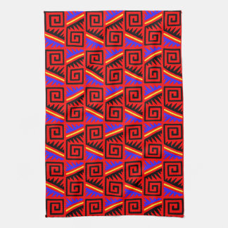 Fancy Red Mexican Pattern Tea Towel