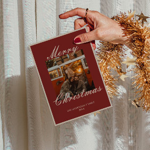Fancy Red Old Money Classic Photo Christmas Holiday Card