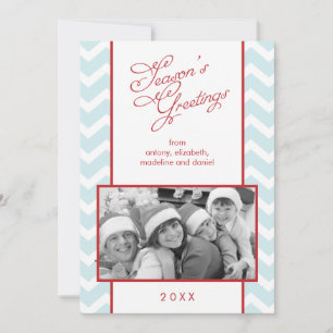 Fancy Red Pattern Christmas Photo Holiday Card