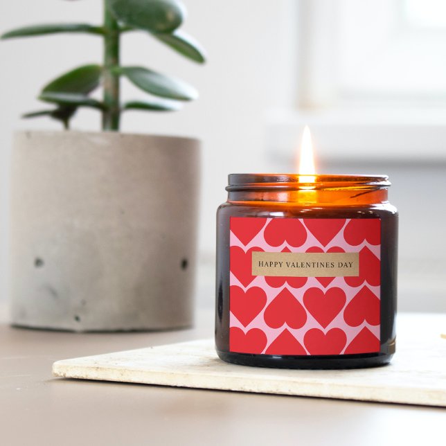 Fancy Red & Pink Heart Pattern Happy  Valentines Square Sticker (Creator Uploaded)