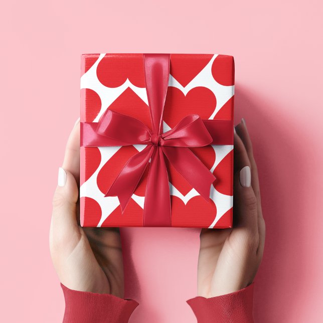Fancy Red & Pink Heart Pattern Valentines Wrapping Paper (Creator Uploaded)