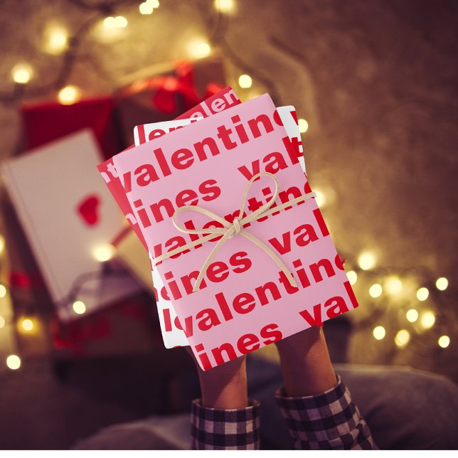 Fancy Red & Pink Valentines Pattern Wrapping Paper Sheet (Creator Uploaded)