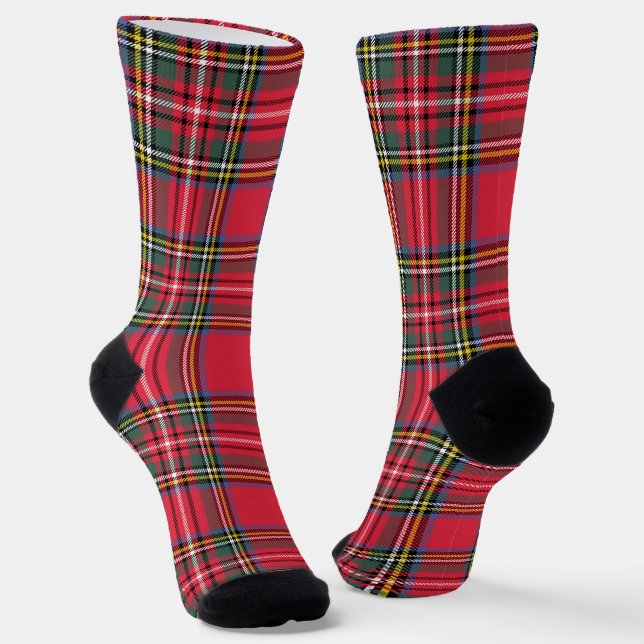Fancy Red Plaid Socks (Angled)