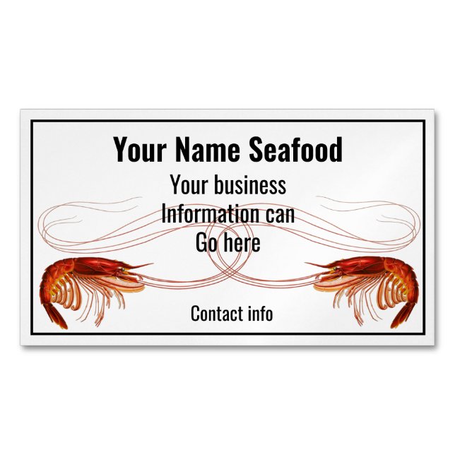 Fancy Red Shrimp on White    Magnetic Business Card (Front)