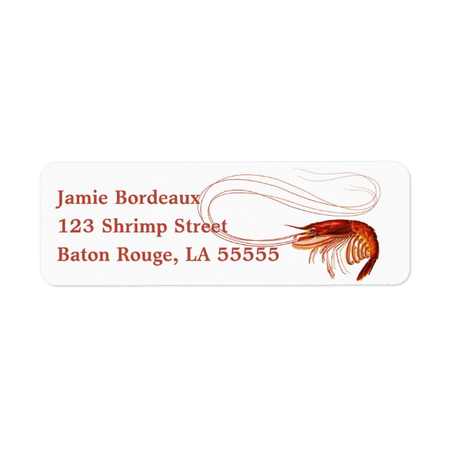 Fancy Red Shrimp on White  Return Address Label (Front)