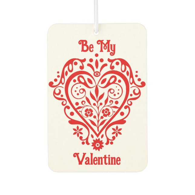 Fancy Red Valentine Romantic Heart Personalised Car Air Freshener (Front)