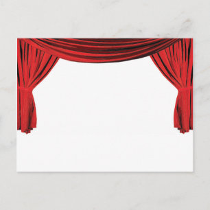Fancy red velvet showcase curtain invite postcard