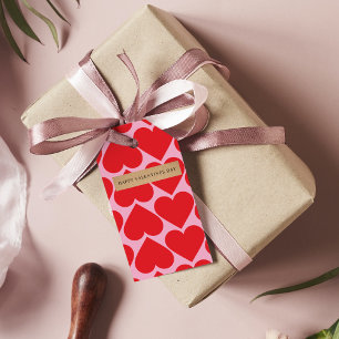 Fancy Romantic Red & Pink Hearts Pattern Gift Tags