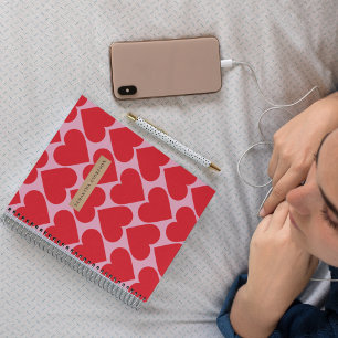 Fancy Romantic Red & Pink Hearts Pattern Notebook