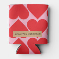 Fancy Romantic Red & Pink Hearts Pattern With Name