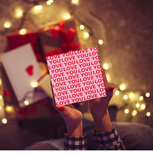 Fancy Romantic Red & Pink Love You Pattern 