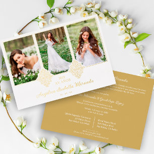 Fancy Romantic XV Spanish 3 Photos Golden Lace