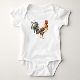 Fancy Rooster Chicken Colourful Farm Animal Baby Bodysuit