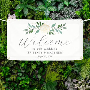 Fancy Rose Welcome Wedding Banner