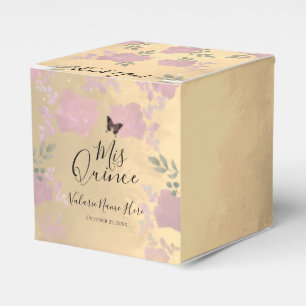 Fancy Roses Quinceanera Gold Favour Box
