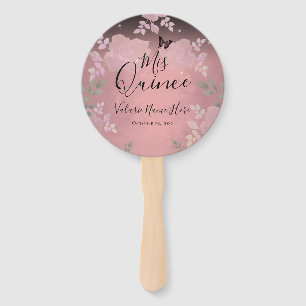 Fancy Roses Quinceanera Pink Hand Fan