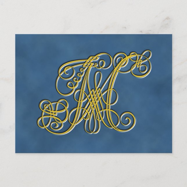 Fancy Royal Monogram Letter M Postcard (Front)