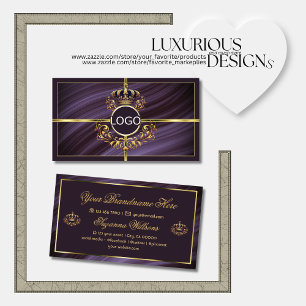 Fancy Royal Purple Gold Crown with Logo Sumptuous Business Card