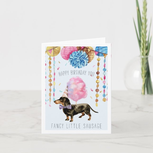 Fancy Sausage | Cute Dachshund Birthday Card (Front)