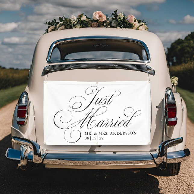 Fancy Script 4 Just Married Car Banner (Creator Uploaded)