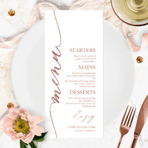 Fancy Script 4x9 Wedding Menu Card For Plate
