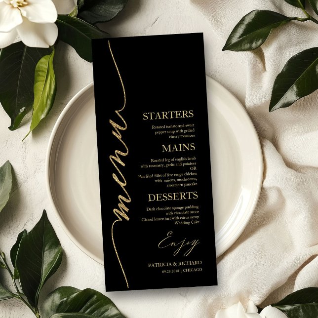 Fancy Script 4x9 Wedding Menu Card For Plate (Creator Uploaded)