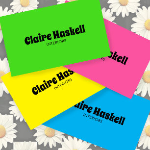 Fancy Script Bold Lime Green Chic Minimal Business Card