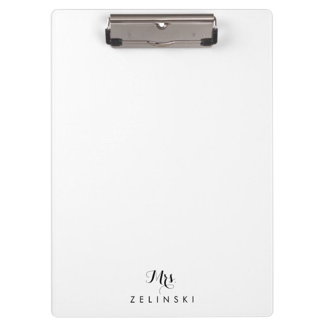 Fancy Script Calligraphy Minimalist  Clipboard (Front)