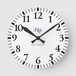 Fancy Script Calligraphy Minimalist Wall  Round Clock