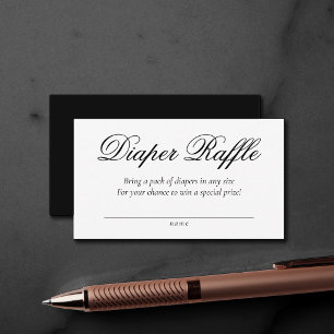 Fancy Script Diaper Raffle   Elegant Baby Shower Enclosure Card