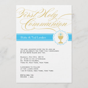 Fancy Script First Communion Invitations     Twins