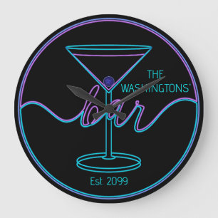 Fancy Script Fun Bar Large Wall Clock