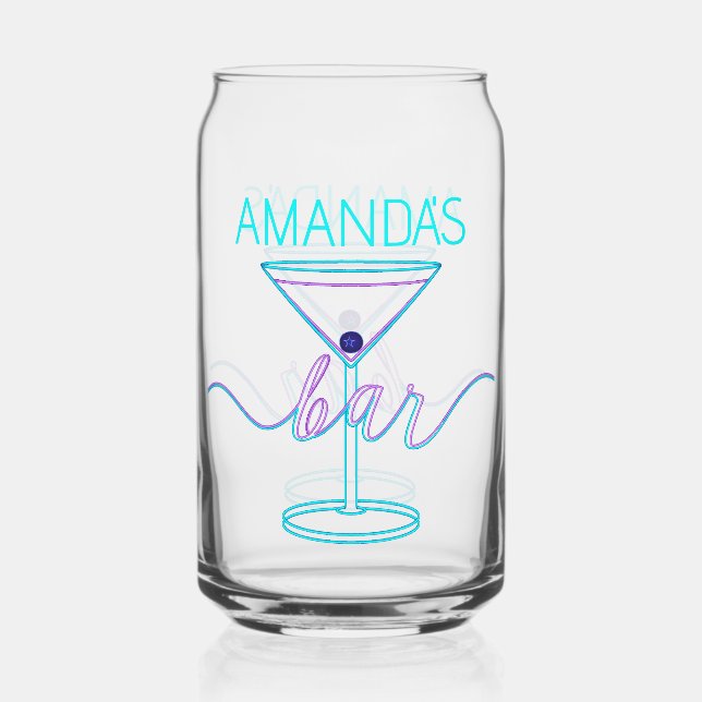 Fancy Script Fun Colours Fun Bar  Can Glass (Front)