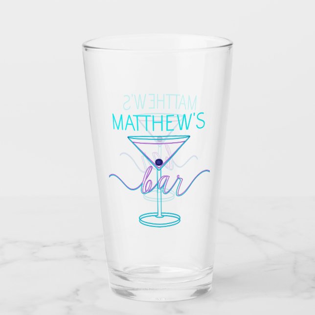 Fancy Script Fun Colours Fun Bar  Glass (Front)