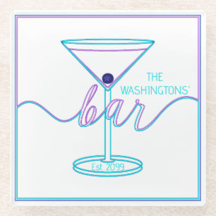 Fancy Script Fun Colours Fun Bar Glass Coaster