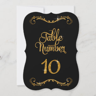 Fancy Script Glitter Table Number 10 Receptions
