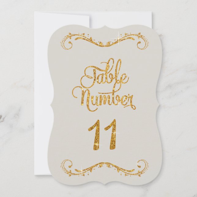 Fancy Script Glitter Table Number 11 Events (Front)