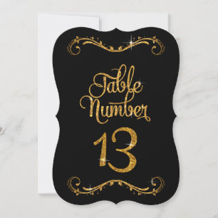 Fancy Script Glitter Table Number 13 Receptions
