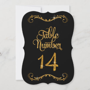 Fancy Script Glitter Table Number 14 Receptions