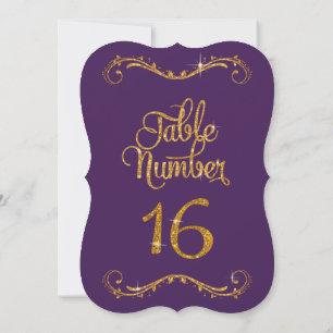 Fancy Script Glitter Table Number 16 Formal Dinner