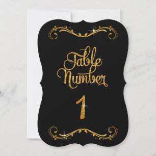 Fancy Script Glitter Table Number 1 Receptions