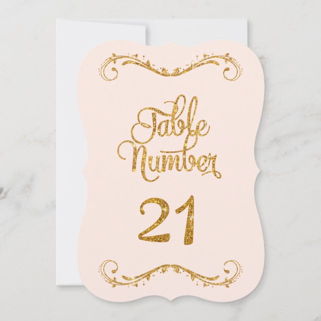 Fancy Script Glitter Table Number 21 Weddings (Back)