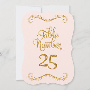 Fancy Script Glitter Table Number 25 Weddings